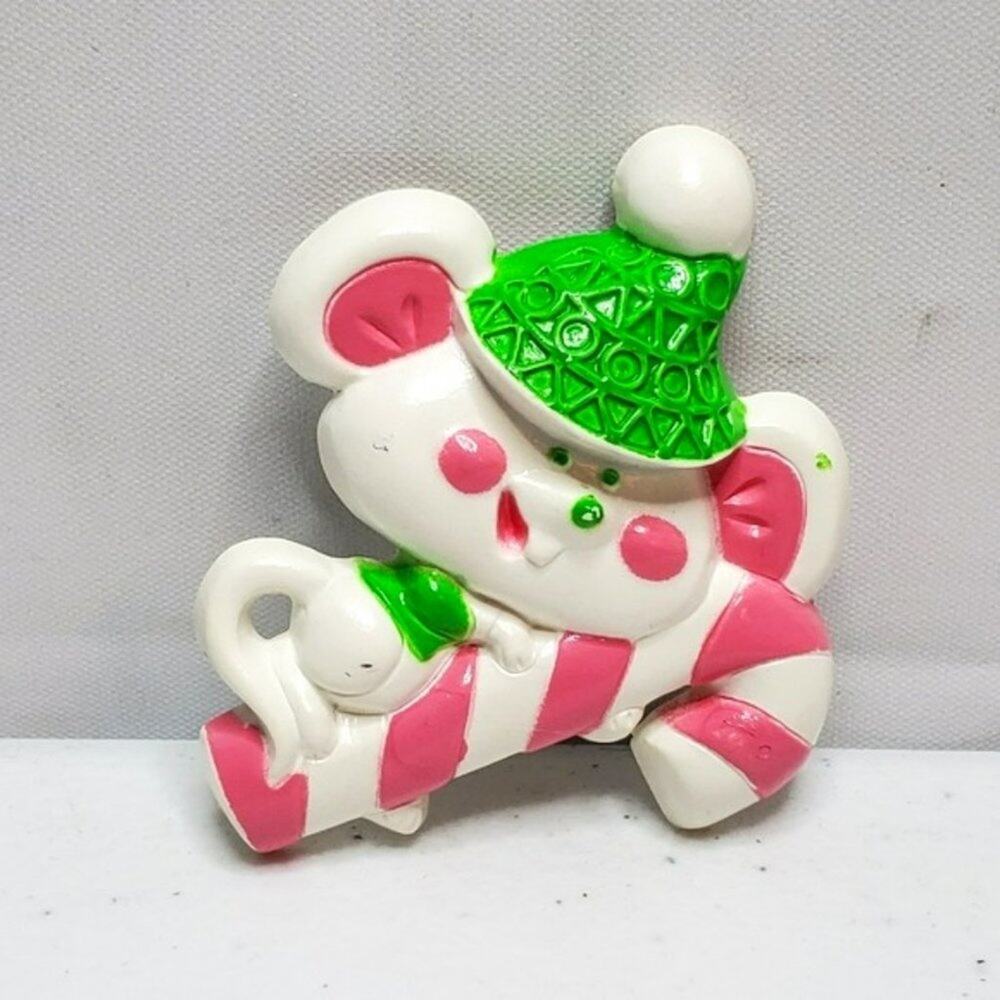 Avon Lickety Stick Christmas Mouse Pin Pal Brooch Collectible Vintage